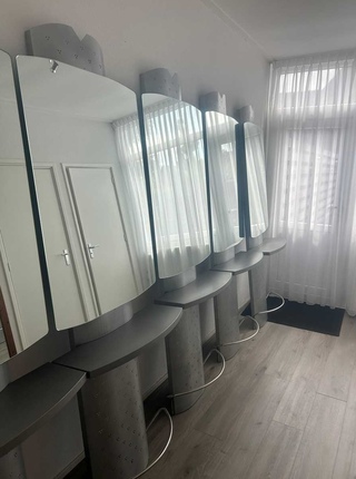 5x Kappersmeubel met spiegel 208×70 cm aluminium