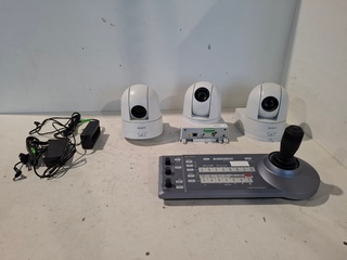 IP-besturingspaneel, SONY, RM-IP10, met 3x PTZ camera, SONY SRG-300SE