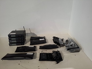 Microfoonset, Shure, 4x SLX4 met beltpack, 1x handheld en accesoires