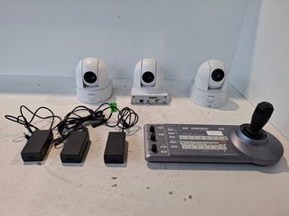 IP-besturingspaneel, SONY, RM-IP10, met 3x PTZ camera, SONY SRG-300SE