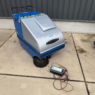 Achterloop veeg- zuigmachine, Steenks Service, Stefix 75, blauw/grijs