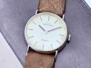 Technos Napoleon mechanisch horloge met struisvogel lederen band