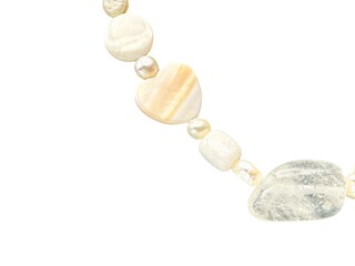 Collier witte jade, zoetwater parels, gepolijst parelmoer en kristalle
