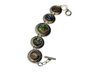 Armband + collier + oorbellen met abalone/parelmoer