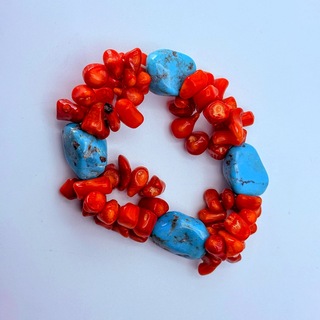 Turqoise en bloedkoraal armband