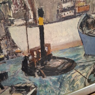 Schilderij op paneel, J. Visser, Haven
