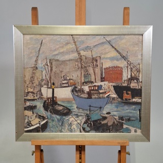 Schilderij op paneel, J. Visser, Haven