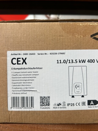 Doorstroom waterverwarmer 11.0/13.5 kW 400 V, Clage, CEX