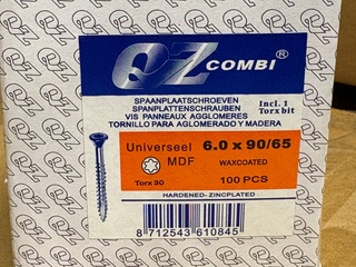 Ca. 96x 100 pack spaanplaatschroeven QZ-Combi, 6×90/65