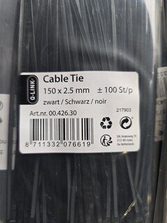 Ca. 100x Tie Wraps, Q-Link, 00,426,30, zwart