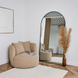 Design spiegel met boog zwart 200×100 cm