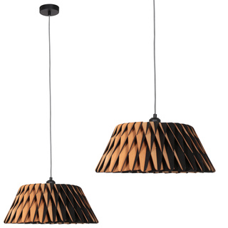 2x Zwart met blank houten hanglamp | Rond 46cm, Anne Light, Maze 3490B