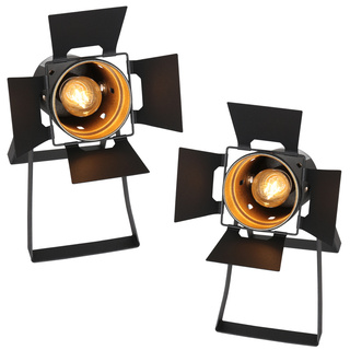 2x Industriële tafellamp met E27 fitting, Mexlite, Carré 3380ZW, Zwart