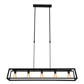 Hanglamp met 5 x een E27 fitting, Mexlite, Buckley 2675ZW, Zwart, 2027
