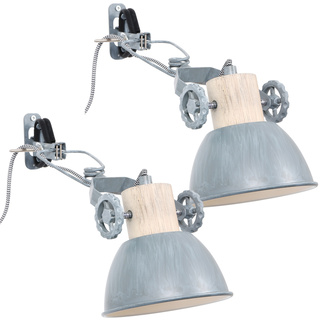 2x Klemspot en wandlamp E27 fitting, Mexlite, Gearwood 2752GR, Grijs,