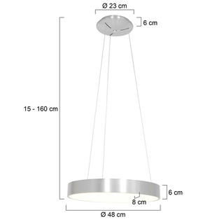 2x Hanglamp rond 48cm, Steinhauer, Ringlede 2695ZI, Zilver, 2026