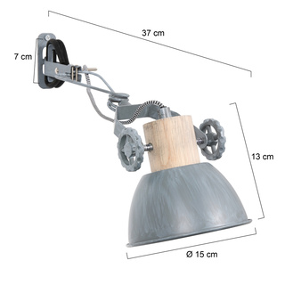 2x Klemspot en wandlamp E27 fitting, Mexlite, Gearwood 2752GR, Grijs,