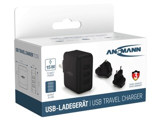 4x Travel Charger USB Oplader 3 x USB-A Ansmann, tc315