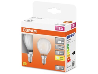 Ca. 14x LED Lampen klassieke minibolvorm 40W 2700K Osram, e14, warmwit