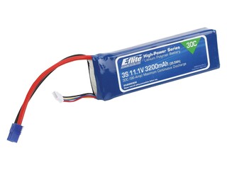 3x LiPo 30C 3S 3200mAh met EC3 Stekker Eflite