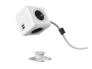 8x PowerCube Extended Duo USB Type E Designnest, wit grijs, met aardep