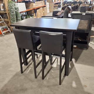 Houten bartafel met 4x barkruk, Zwart
