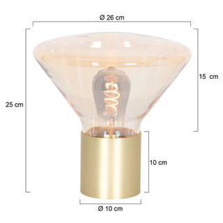 2x Tafellamp – messing lamp met amber glas, Steinhauer, Ambiance 3401M