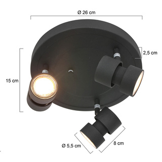 Ronde 3-lichts spot met GU10 lichtbronnen, Steinhauer, Natasja 7905ZW,