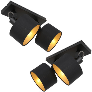 2x 2 lichts Spot zwart met goud kleurige lampenkapjes, Mexlite, Ornoir
