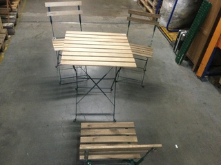 Bistrostel bestaande uit 3 stoelen, 1 tafeltje ED, groen/lichtbruin