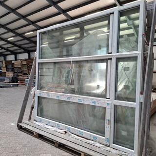 3x Kunststof kozijn met glas antraciet