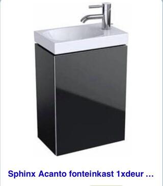 Fonteinkast, excl. fontein en kraan Sphinx, Acanto, zwart