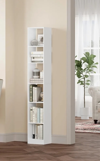 Hoge houten boekenkast Hzuaneri, wit