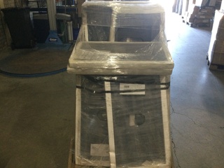Pallet met marmeren bladen voor badmeubel, zwart