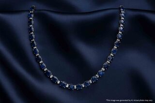 Tenniscollier met grote saffieren en natuurlijke diamanten