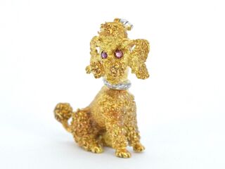 Gouden poedel broche