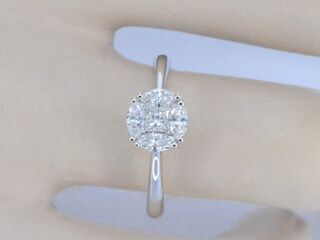 Witgouden ring met prinses en marquise geslepen natuurlijke diamanten