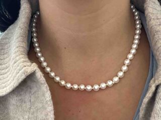Parelsnoer met gouden sluiting met diamant
