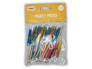 Ca. 22x Cocktailprikkers paraplu tropical, diverse kleuren, 24 stuks p