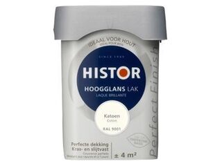 6x Lak hoogglans Histor, perfect finish, katoen (9001), 0,25 liter