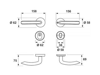 5x Axa Kruk+PC veiligheidsrozetten rond SKG3 – 62mm Axa, rvs-uitstrali