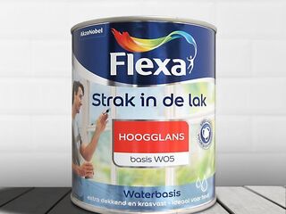 2x Lak acryl hoogglans Flexa, strak in de lak, wit, 500 ml