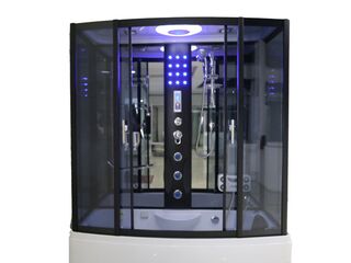 Stoomcabine, Vonato, RectaHydro, Zwarte cabine, wit bad