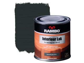 6x Interieur lak zijdeglans Rambo, antraciet grijs, transparant 250 ml