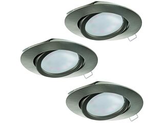 Inbouwspot LED Ø80mm set van 3 EGLO, tedo, nikkel-mat