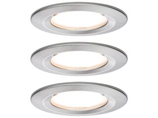 3x LED-inbouwlamp basisset 3 per set Paulmann, nova coin, staal gebors