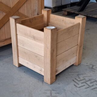 2x Bloembak, Massief eiken | 58x58x58 cm