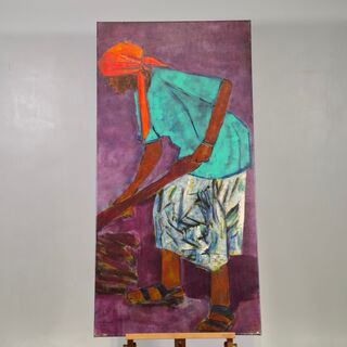 Acryl op doek, Maya Wildevuur, Werkende vrouw, 1998