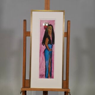Acryl op papier, Maya Wildevuur, Vrouw Taniti, 1990
