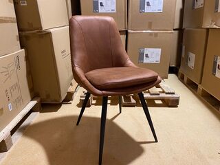 Set van 6 eetkamerstoelen, cognac